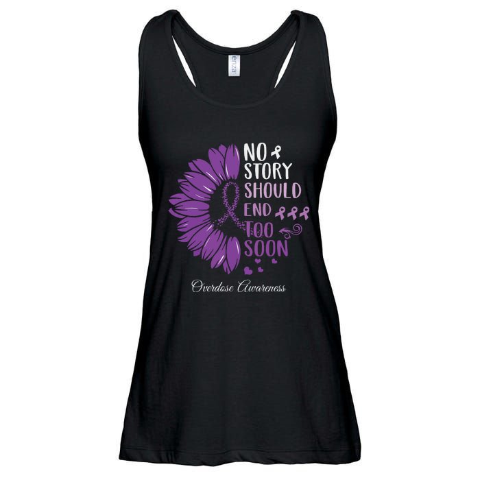 No Story Should End Too Soon Overdose Purple Ribbon Ladies Essential Flowy Tank