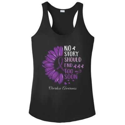 No Story Should End Too Soon Overdose Purple Ribbon Ladies PosiCharge Competitor Racerback Tank