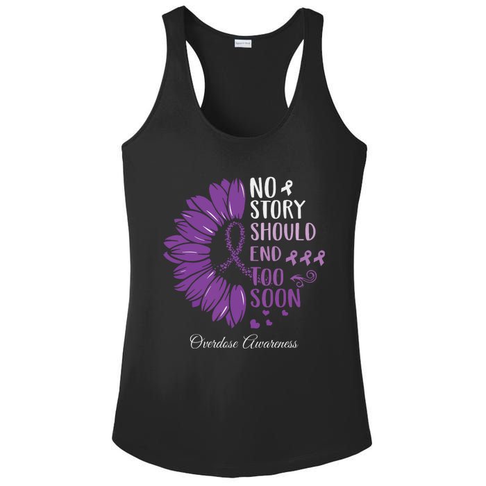 No Story Should End Too Soon Overdose Purple Ribbon Ladies PosiCharge Competitor Racerback Tank