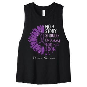 No Story Should End Too Soon Overdose Purple Ribbon Women's Racerback Cropped Tank