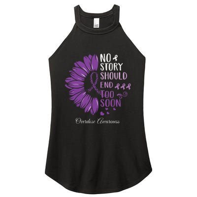 No Story Should End Too Soon Overdose Purple Ribbon Women's Perfect Tri Rocker Tank