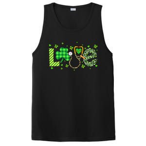 Nurse Shamrock St Patricks Day Leopard Stethoscope Nursing Funny Gift PosiCharge Competitor Tank