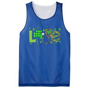 Nurse Shamrock St Patricks Day Leopard Stethoscope Nursing Funny Gift Mesh Reversible Basketball Jersey Tank