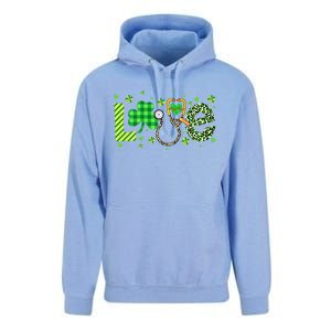 Nurse Shamrock St Patricks Day Leopard Stethoscope Nursing Funny Gift Unisex Surf Hoodie