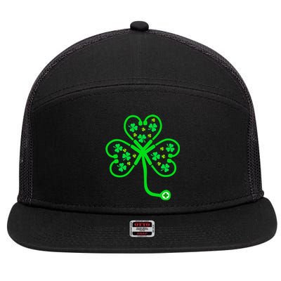 Nurse Shamrock St Patricks Day Nursing Stethoscope Irish Gift 7 Panel Mesh Trucker Snapback Hat