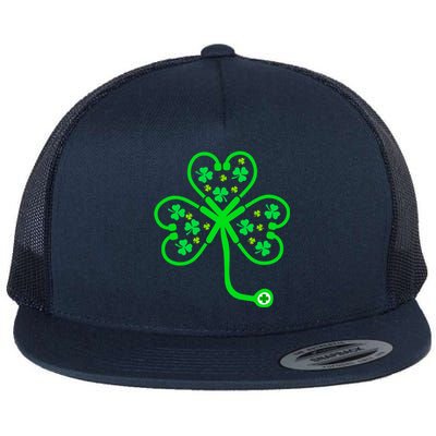 Nurse Shamrock St Patricks Day Nursing Stethoscope Irish Gift Flat Bill Trucker Hat