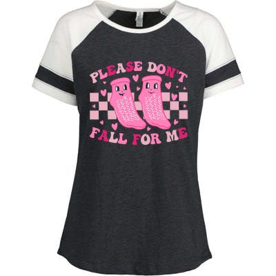 Non Slip Socks Please DonT Fall For Me Medical Nurse Enza Ladies Jersey Colorblock Tee