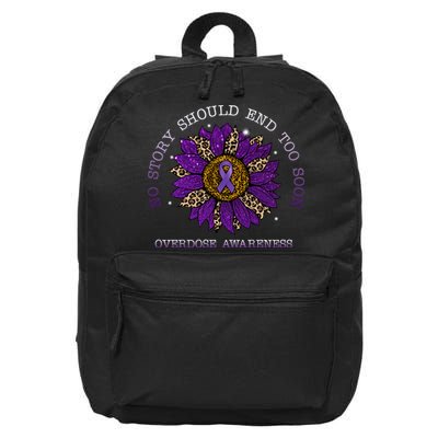 No Story Should End Too Soon Overdose Awareness Sunflower Ribbon 16 in Basic Backpack