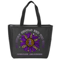 No Story Should End Too Soon Overdose Awareness Sunflower Ribbon Zip Tote Bag