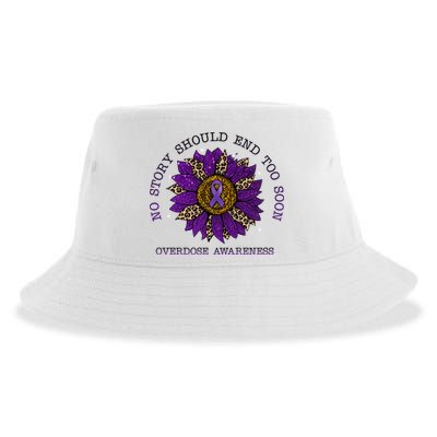 No Story Should End Too Soon Overdose Awareness Sunflower Ribbon Sustainable Bucket Hat