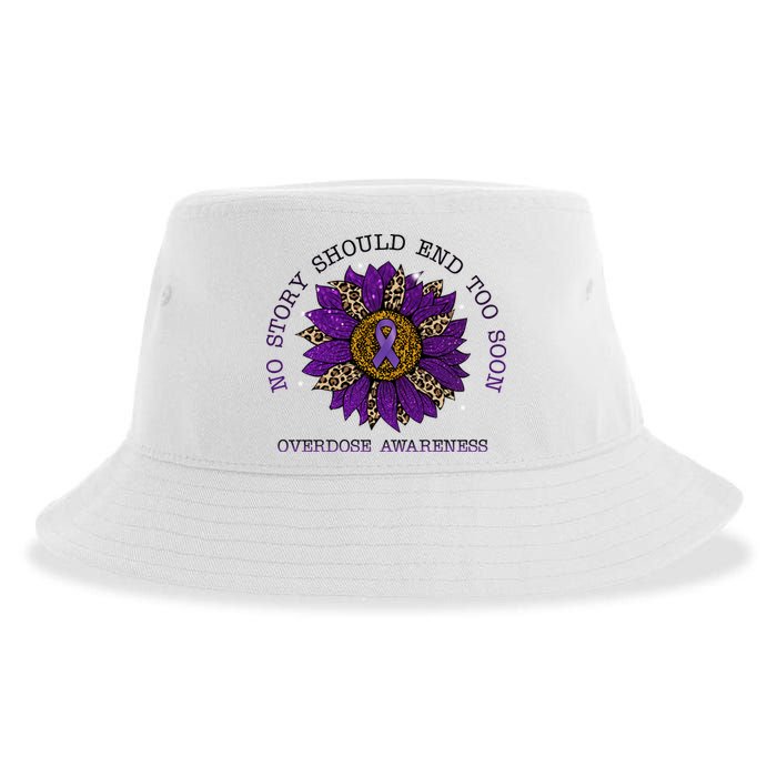 No Story Should End Too Soon Overdose Awareness Sunflower Ribbon Sustainable Bucket Hat