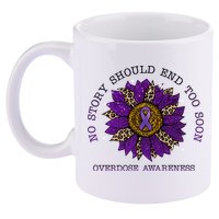 No Story Should End Too Soon Overdose Awareness Sunflower Ribbon 11oz C Handle Ceramic Mug
