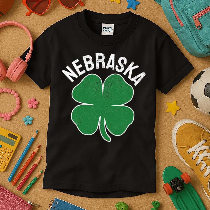 Nebraska Shamrock St. Patrick's Day Saint Paddy's Irish Kids T-Shirt