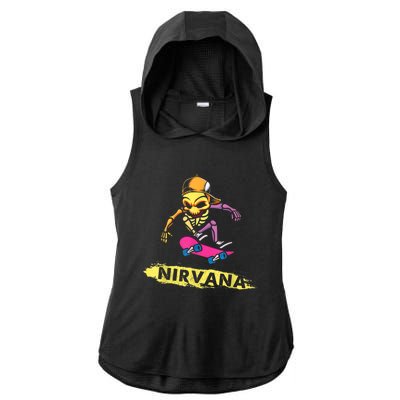 Nirvanas Skateboard Skelton Ladies PosiCharge Tri-Blend Wicking Draft Hoodie Tank