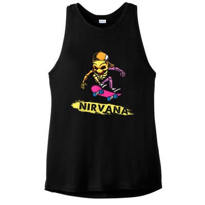 Nirvanas Skateboard Skelton Ladies PosiCharge Tri-Blend Wicking Tank