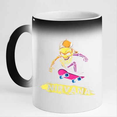 Nirvanas Skateboard Skelton 11oz Black Color Changing Mug