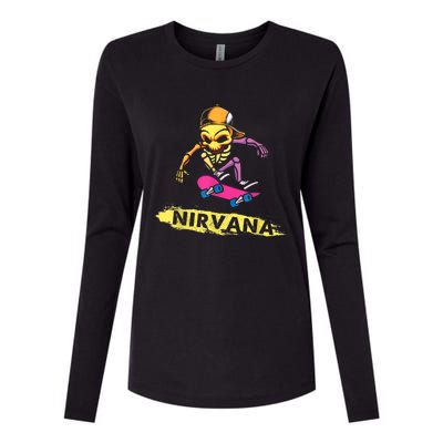 Nirvanas Skateboard Skelton Womens Cotton Relaxed Long Sleeve T-Shirt