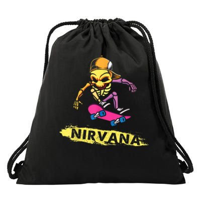 Nirvanas Skateboard Skelton Drawstring Bag