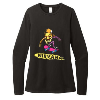 Nirvanas Skateboard Skelton Womens CVC Long Sleeve Shirt