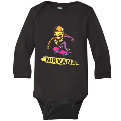 Nirvanas Skateboard Skelton Baby Long Sleeve Bodysuit