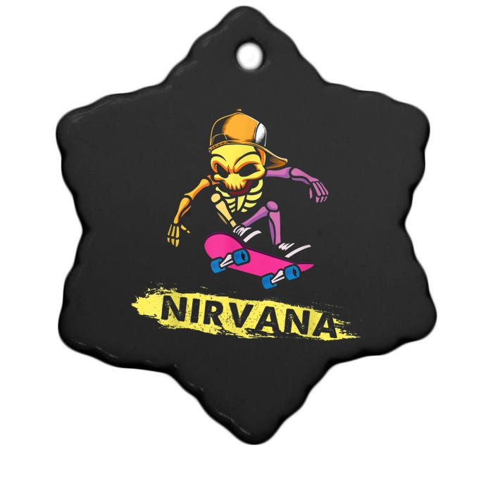 Nirvanas Skateboard Skelton Ceramic Star Ornament