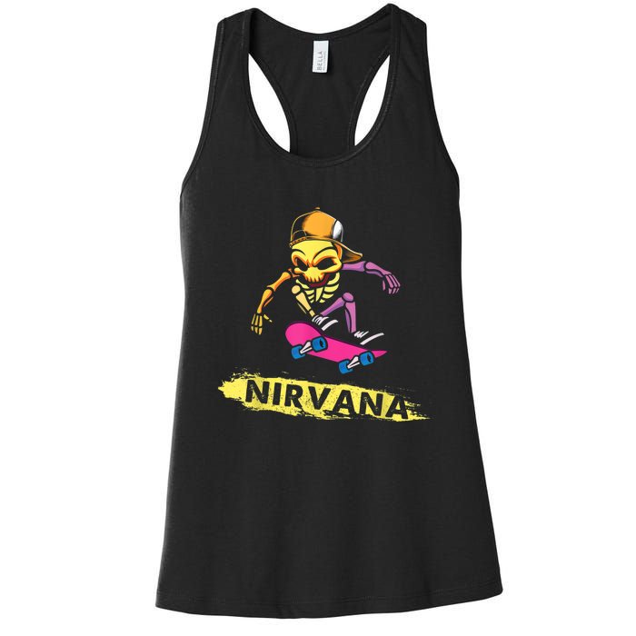 Nirvanas Skateboard Skelton Women's Racerback Tank