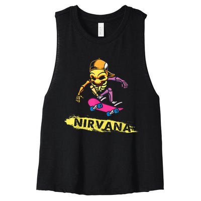 Nirvanas Skateboard Skelton Women's Racerback Cropped Tank