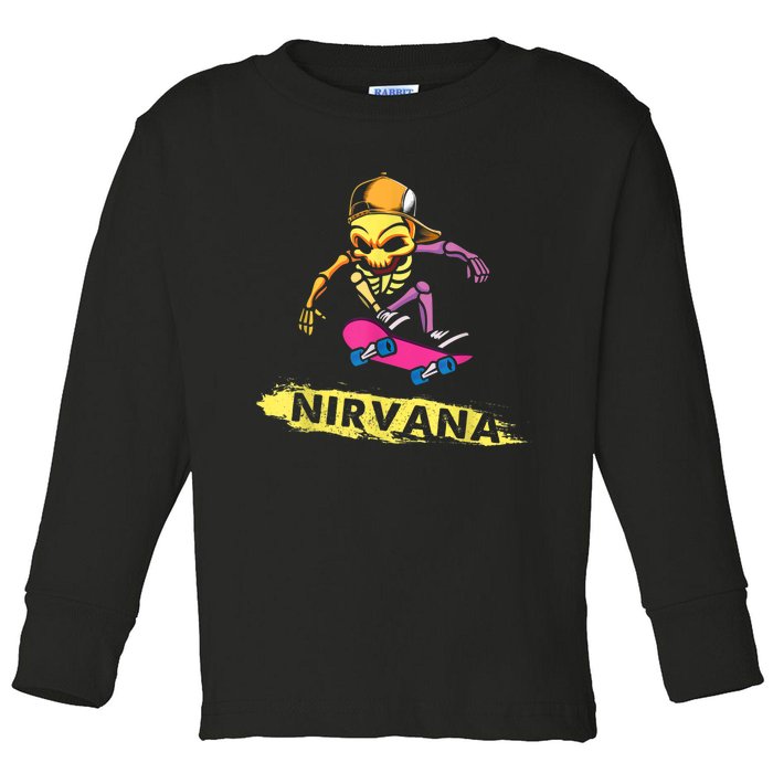 Nirvanas Skateboard Skelton Toddler Long Sleeve Shirt