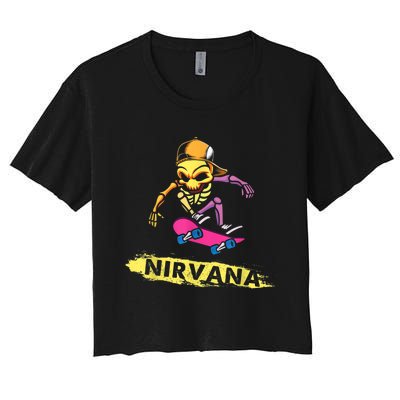 Nirvanas Skateboard Skelton Women's Crop Top Tee