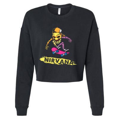 Nirvanas Skateboard Skelton Cropped Pullover Crew