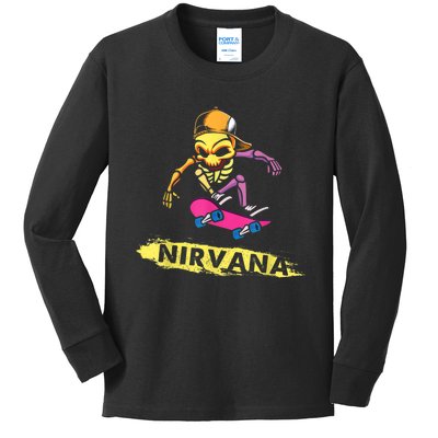 Nirvanas Skateboard Skelton Kids Long Sleeve Shirt