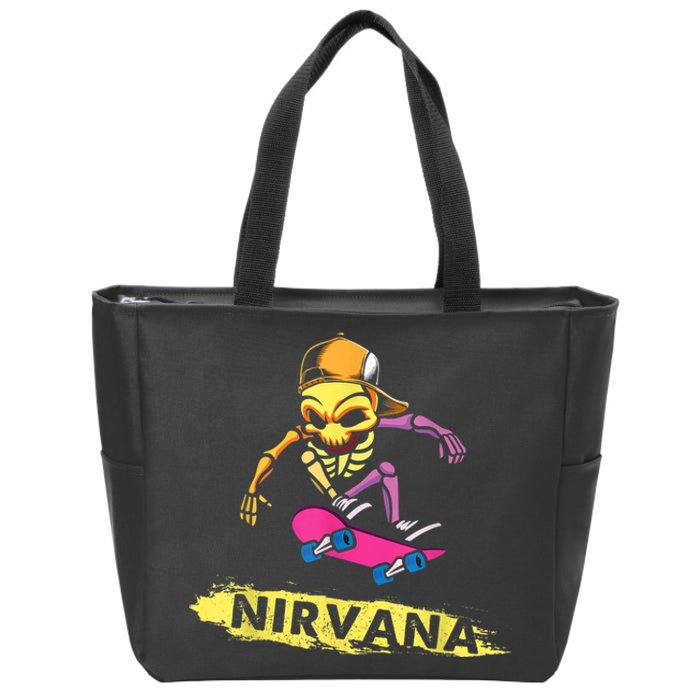 Nirvanas Skateboard Skelton Zip Tote Bag