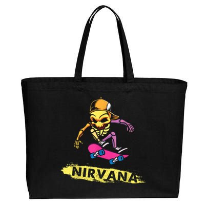 Nirvanas Skateboard Skelton Cotton Canvas Jumbo Tote