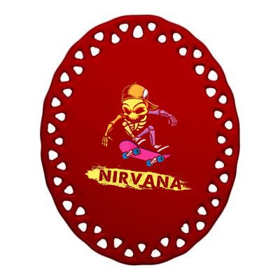 Nirvanas Skateboard Skelton Ceramic Oval Ornament