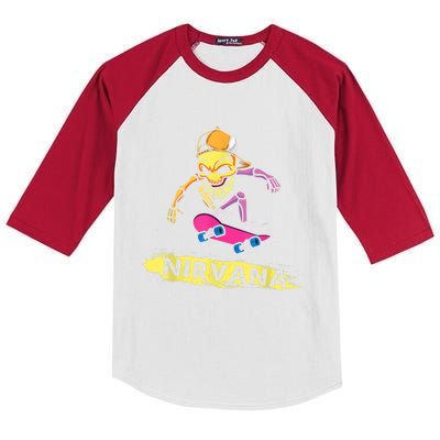 Nirvanas Skateboard Skelton Kids Colorblock Raglan Jersey