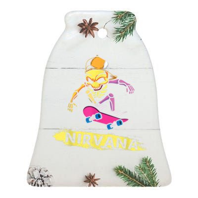 Nirvanas Skateboard Skelton Ceramic Bell Ornament