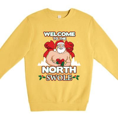 North Swole Santa Claus Weight Lifting Christmas Gym Workout Gift Premium Crewneck Sweatshirt