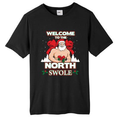 North Swole Santa Claus Weight Lifting Christmas Gym Workout Gift Tall Fusion ChromaSoft Performance T-Shirt