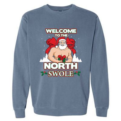 North Swole Santa Claus Weight Lifting Christmas Gym Workout Gift Garment-Dyed Sweatshirt