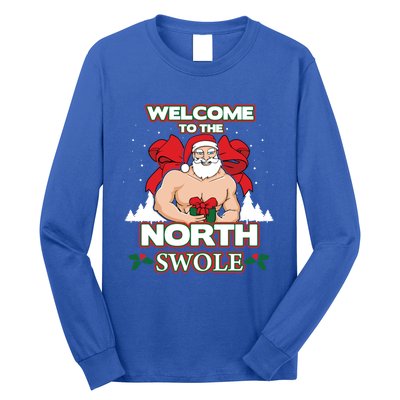 North Swole Santa Claus Weight Lifting Christmas Gym Workout Gift Long Sleeve Shirt