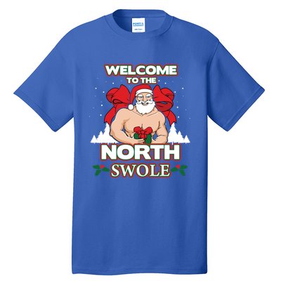 North Swole Santa Claus Weight Lifting Christmas Gym Workout Gift Tall T-Shirt