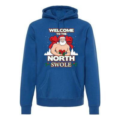 North Swole Santa Claus Weight Lifting Christmas Gym Workout Gift Premium Hoodie