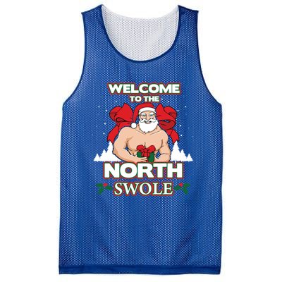 North Swole Santa Claus Weight Lifting Christmas Gym Workout Gift Mesh Reversible Basketball Jersey Tank