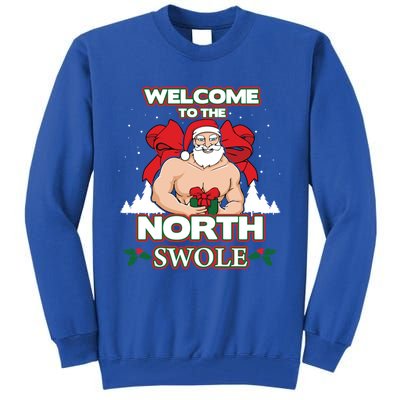 North Swole Santa Claus Weight Lifting Christmas Gym Workout Gift Tall Sweatshirt