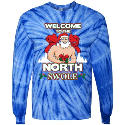 North Swole Santa Claus Weight Lifting Christmas Gym Workout Gift Tie-Dye Long Sleeve Shirt