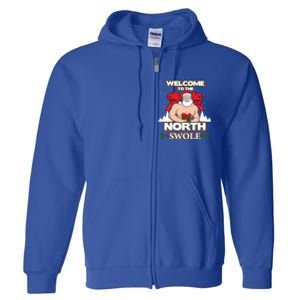 North Swole Santa Claus Weight Lifting Christmas Gym Workout Gift Full Zip Hoodie