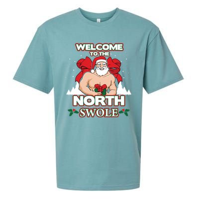 North Swole Santa Claus Weight Lifting Christmas Gym Workout Gift Sueded Cloud Jersey T-Shirt