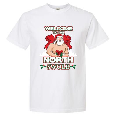 North Swole Santa Claus Weight Lifting Christmas Gym Workout Gift Garment-Dyed Heavyweight T-Shirt