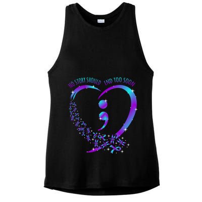 No Story Should End Happy Suicide Awareness Support Graphic Funny Gift Ladies PosiCharge Tri-Blend Wicking Tank