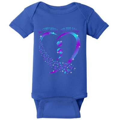 No Story Should End Happy Suicide Awareness Support Graphic Funny Gift Baby Bodysuit